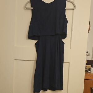 Fashion Union Navy Backless Dress